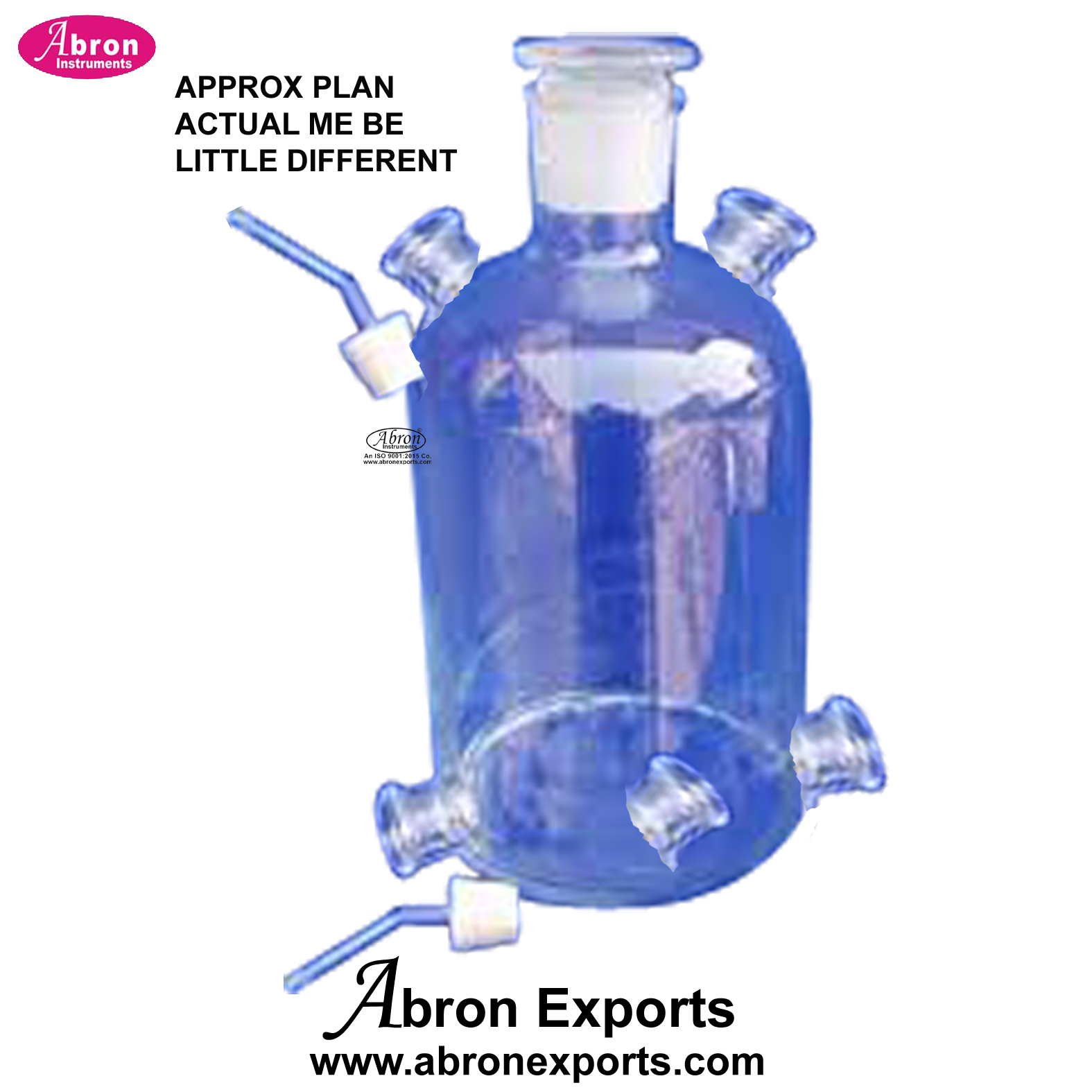 Glass Fermentation Bottle With Multi Opening for Different adaptors Borosilicate Glass with stopcock ground joint Abron AC-2517F